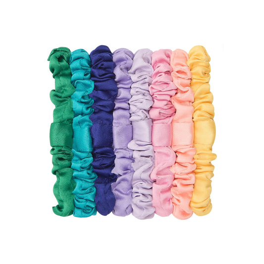 Πολύχρωμα σατέν scrunchies μαλλιών