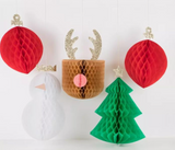 Κρεμαστά Honeycomb Χριστουγεννιάτικα Διακοσμητικά 5τμχ