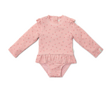 Ολόσωμο μακρυμάνικο μαγιό sunny flowers blush 6-12 μηνών