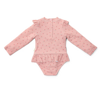 Ολόσωμο μακρυμάνικο μαγιό sunny flowers blush 6-12 μηνών