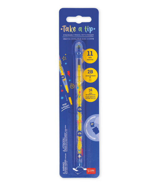 Stackable pencil with eraser monster