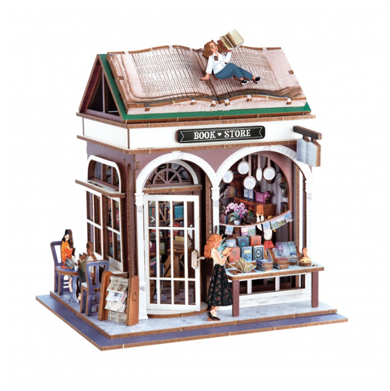 DIY 3D Ξύλινη Κατασκευή "Bookstore Diorama"