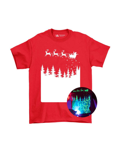 Interactive Glow In The Dark T-Shirt Santa's Sleigh 3-4 ετών