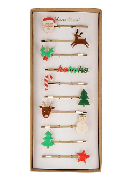 Hair Slides Χριστουγεννιάτικα Σχέδια, 10τμχ