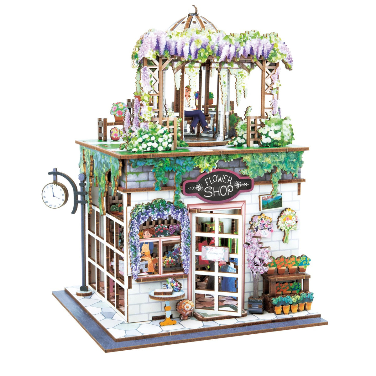 DIY 3D Ξύλινη Κατασκευή "Flower Shop Diorama"