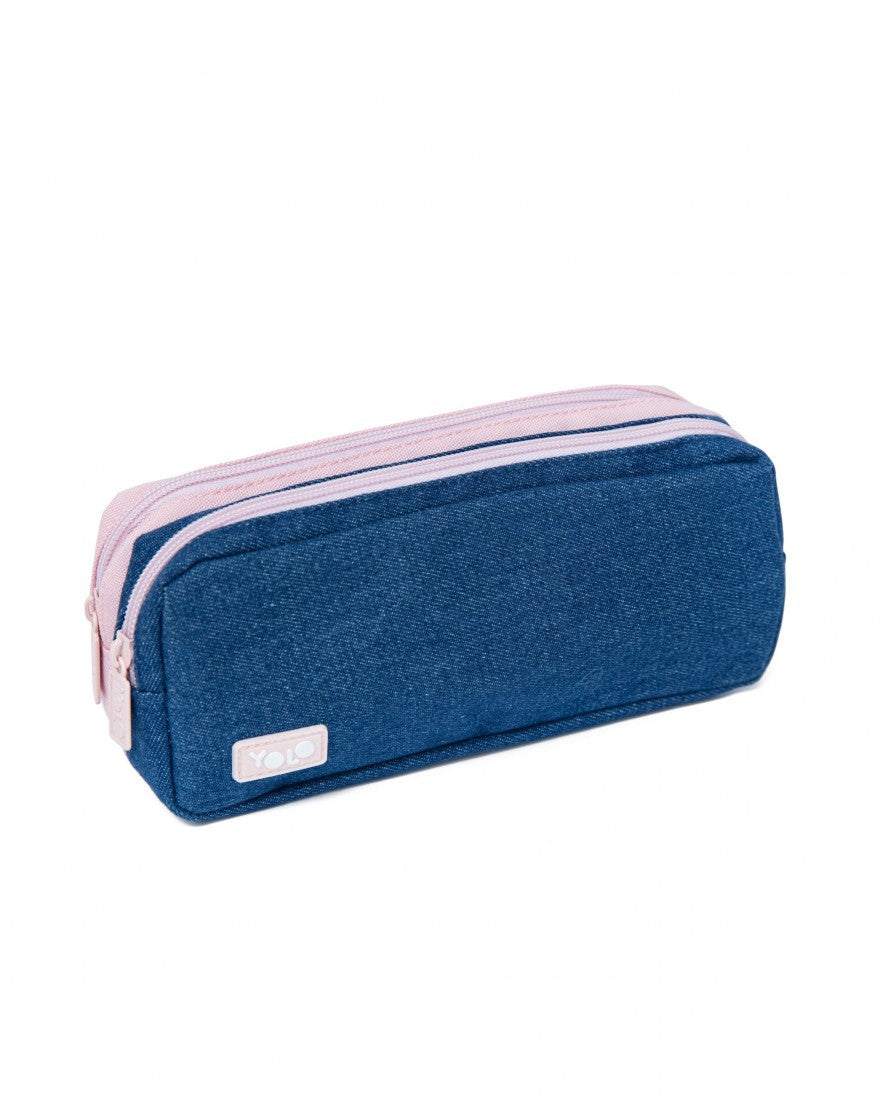 Κασετίνα Duo Yolo Denim Pink